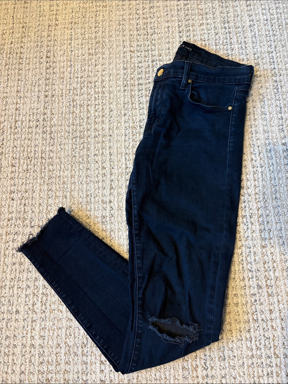J Brand Deep Indigo Skinny Jeans with Frayed Hem